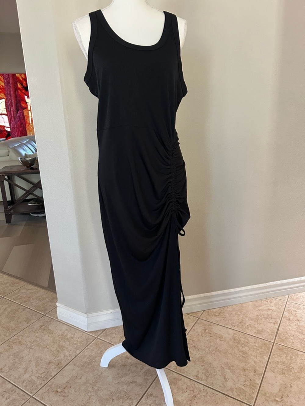 Chicme Ribbed Tank Maxi Dress With Side Ruching - Picture 2 of 12